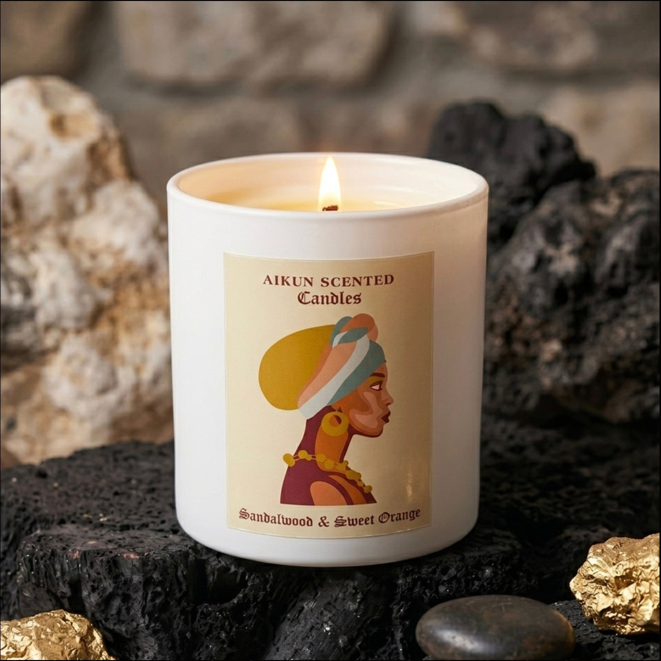 Aikun Scented Candle Jar – 400g Sandalwood & Sweet Orange Candle Jar