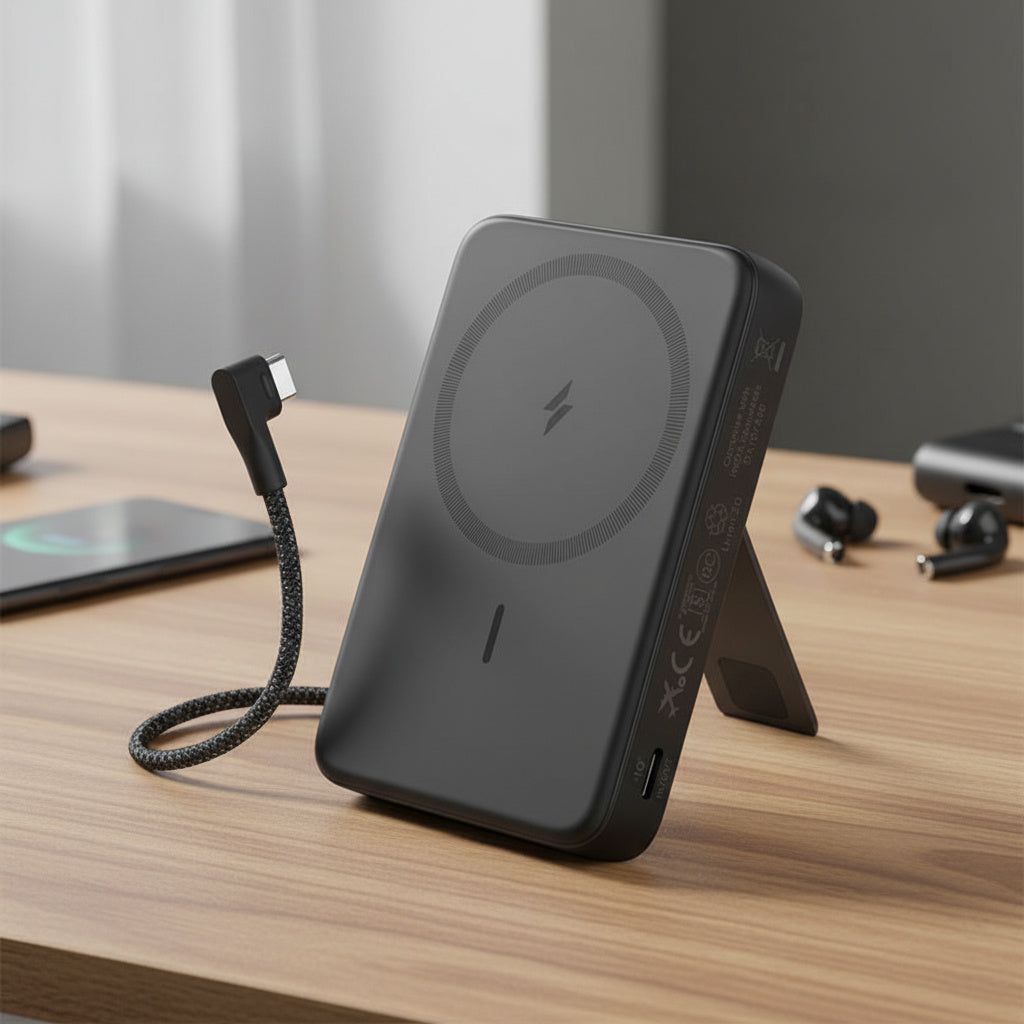 Anker Power Bank 10K (30W) – Built-In USB-C + Lightning Cables (Black)