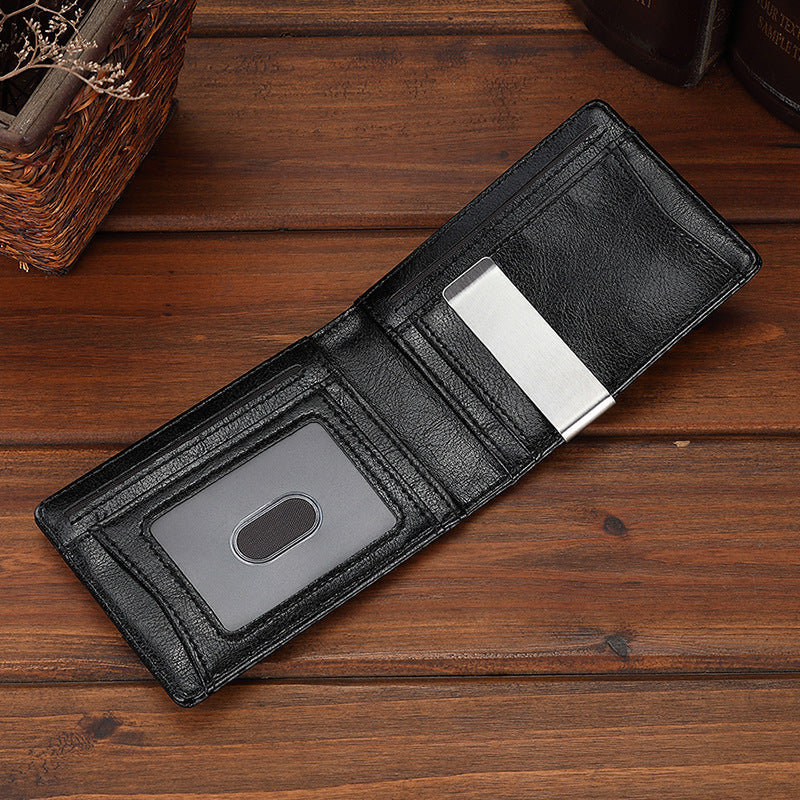 Slim RFID Microfiber Money Clip Wallet – 11 × 8 cm Men’s Card Holder