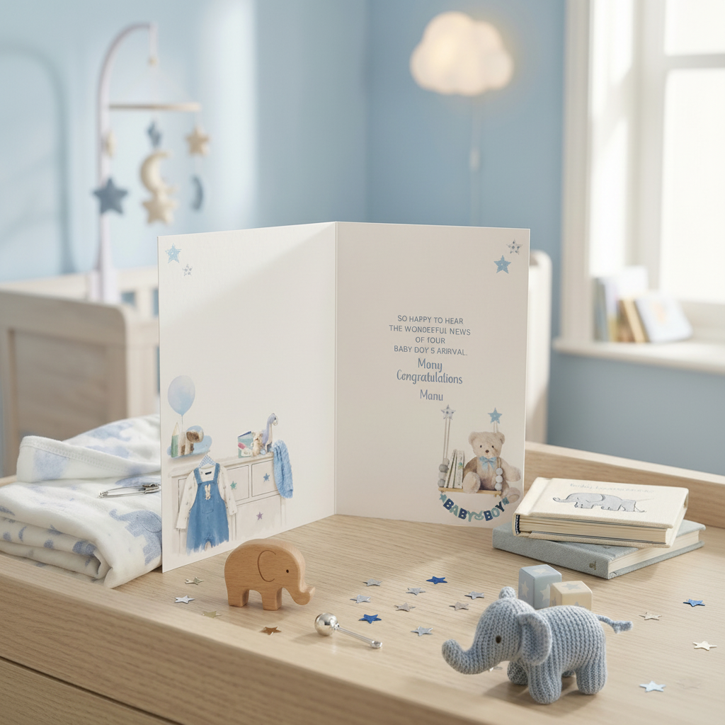 Welcome Baby Boy A6 Card with Envelope