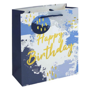Blue Watercolour Happy Birthday Gift Bag