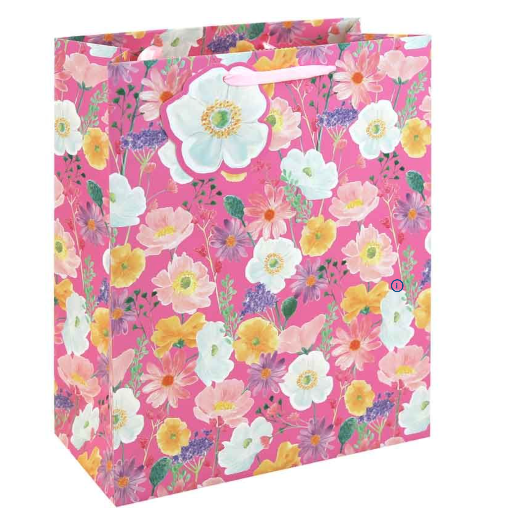 Floral Gift Bag –  with Pink Handles