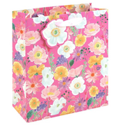 Floral Gift Bag –  with Pink Handles