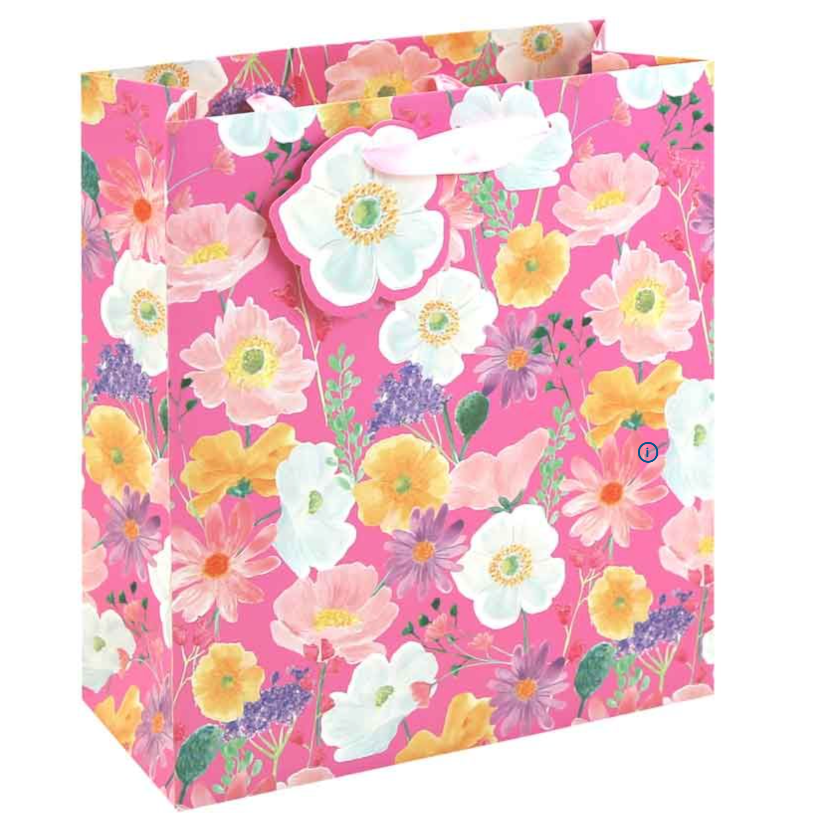 Floral Gift Bag –  with Pink Handles