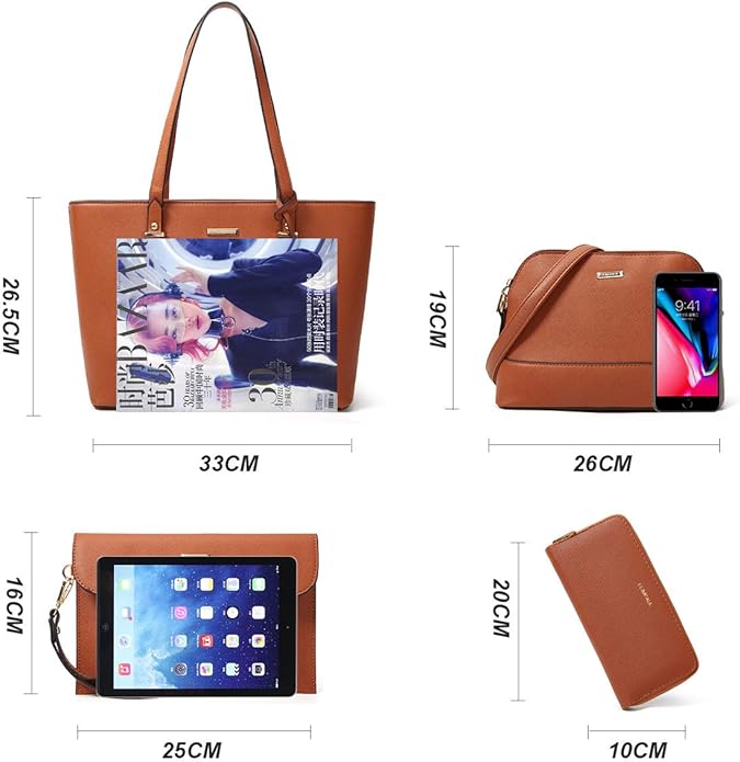 Céline Valérie 4-in-1 PU Leather Handbag Set – 37 × 30 × 13 cm Women’s Tote Bag Collection