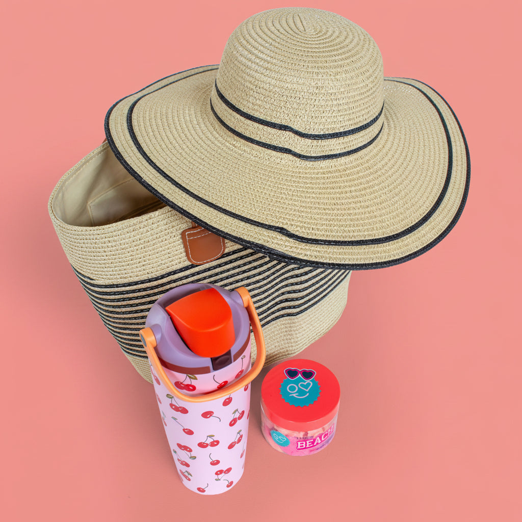 The Sipp & Stroll Beach Vibe Hamper – Water Bottle, Body Butter & Beach Set
