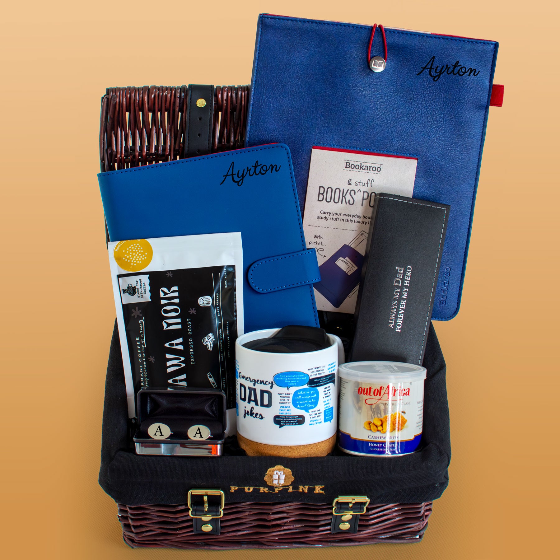 Bestest Dad Ever Gift Hamper – Personalised Notebook, Cufflinks & Coffee Gift Set
