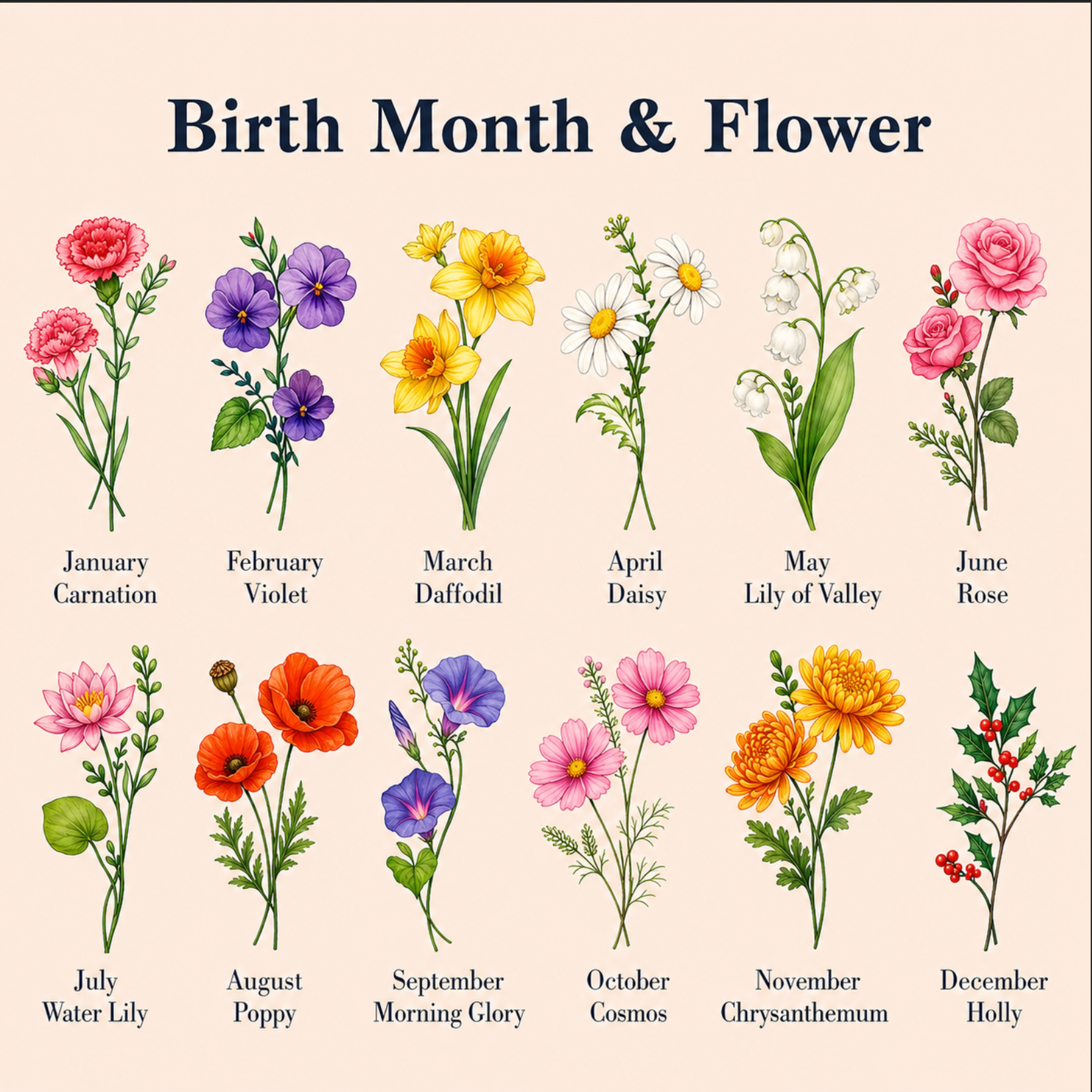 Personalised Travel Tumbler – 30oz Birth Flower Insulated Mug