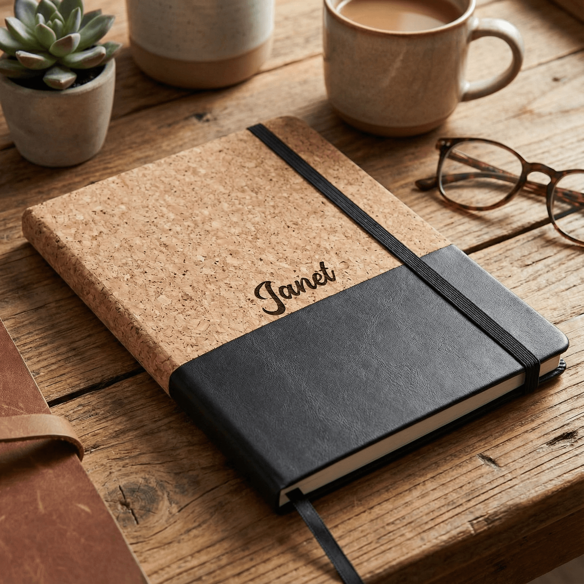 Personalised Okiyo Denki Cork A5 Hard Cover Notebook