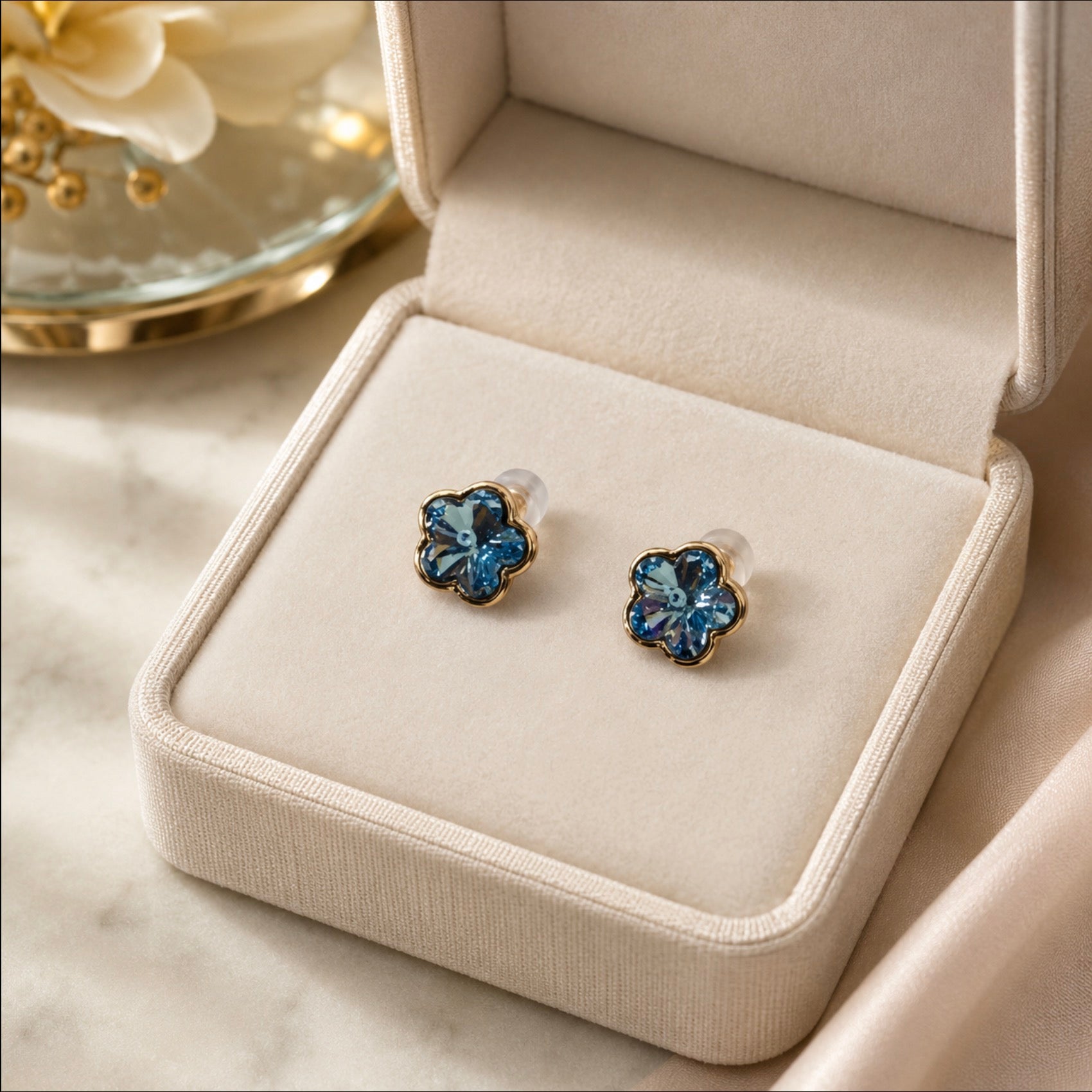 Bow Swarovski Stud Earrings – Gold Plated