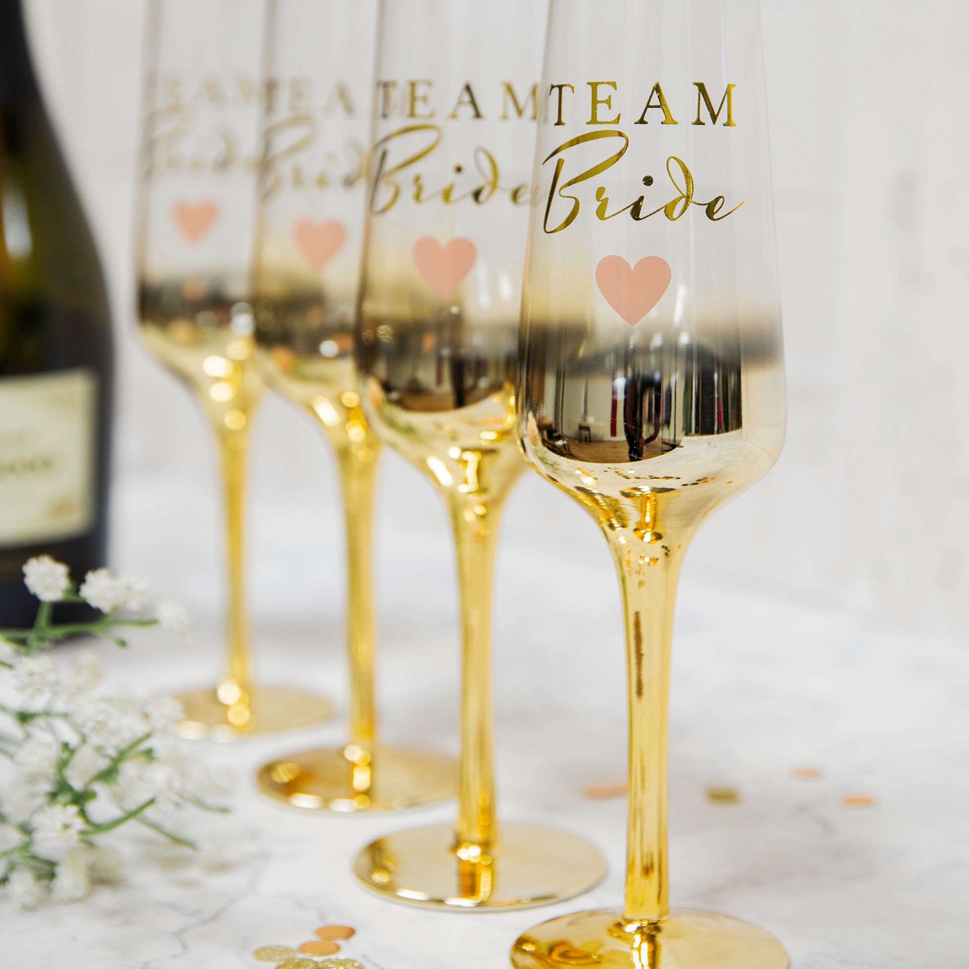 Bridal Shower Set of 4 Prosecco Glasses