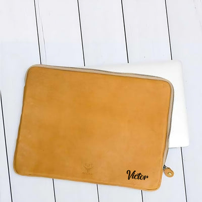 Genuine Leather Zip Around Hand Crafted Mac Book Sleeve