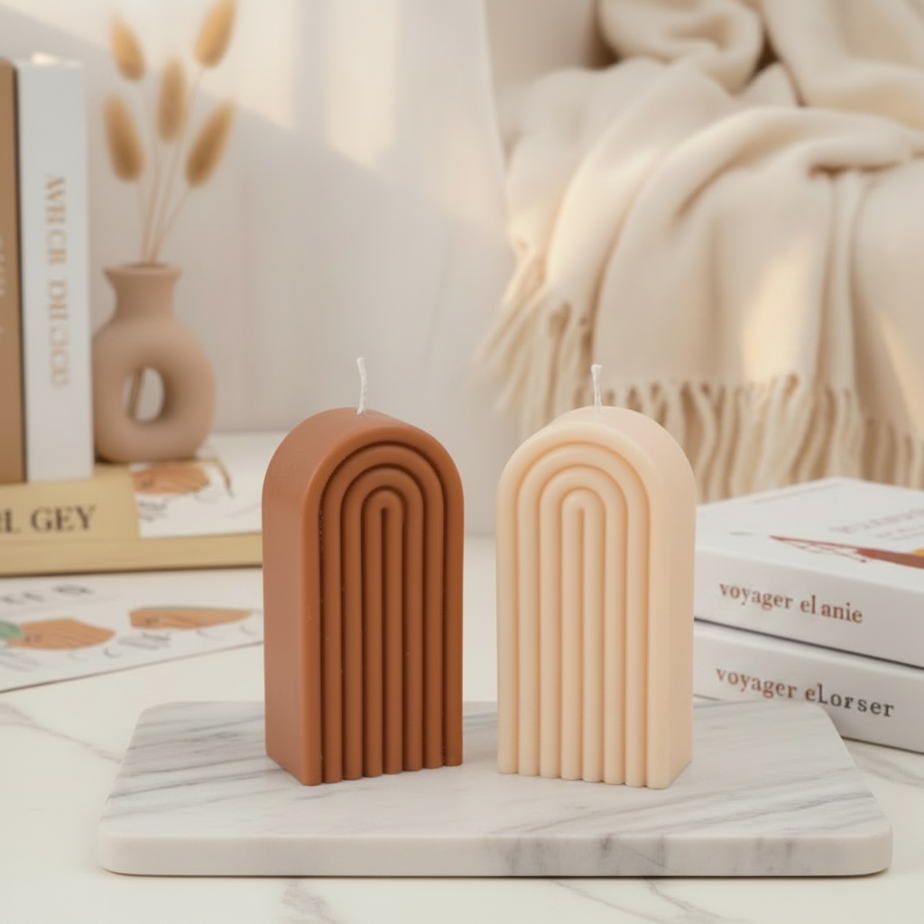 Purpink Arch Candle 250G – Cream & Chocolate Silicone Candle