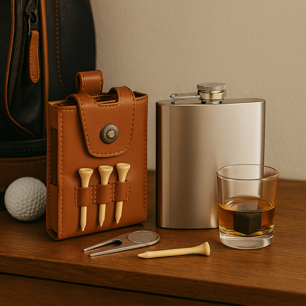 Harvey Makin Golfers Hip Flask Gift Set – Tan – Purpink Gifts Ltd