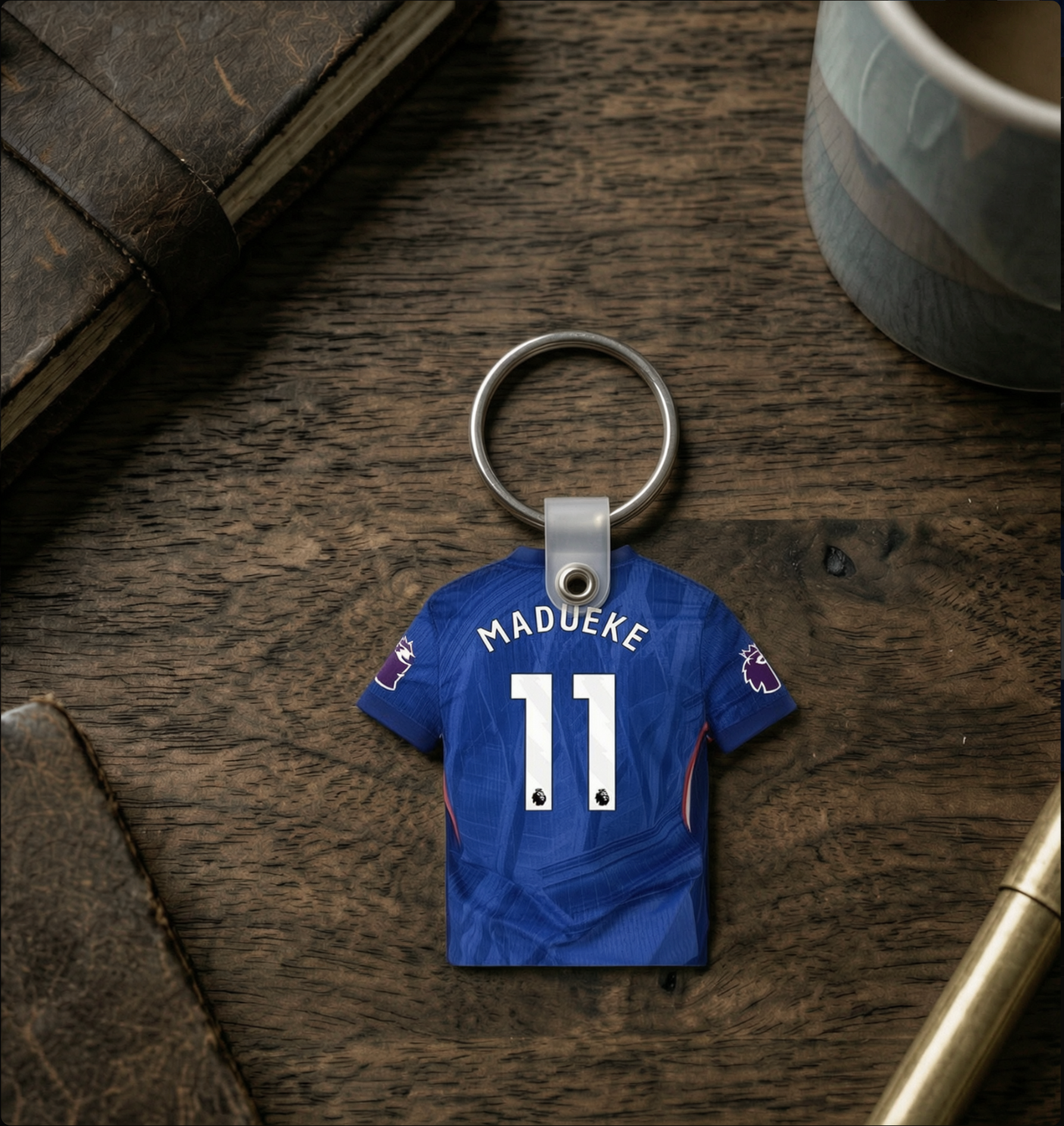 Personalised EPL Soccer Jersey Key Holder – Custom Name & Number Key Accessory 5.5 cm