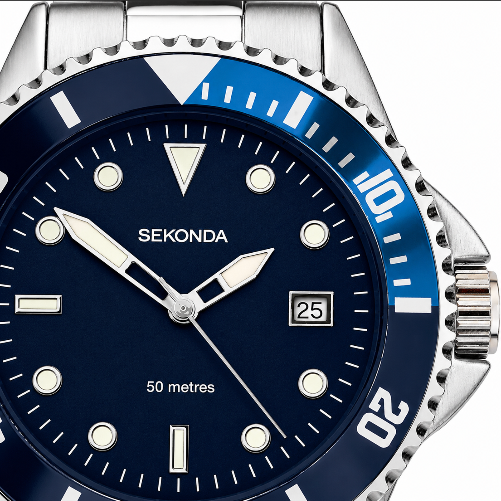 Sekonda Wave Men's Sports Watch – Black Dial & Two-Tone Bracelet