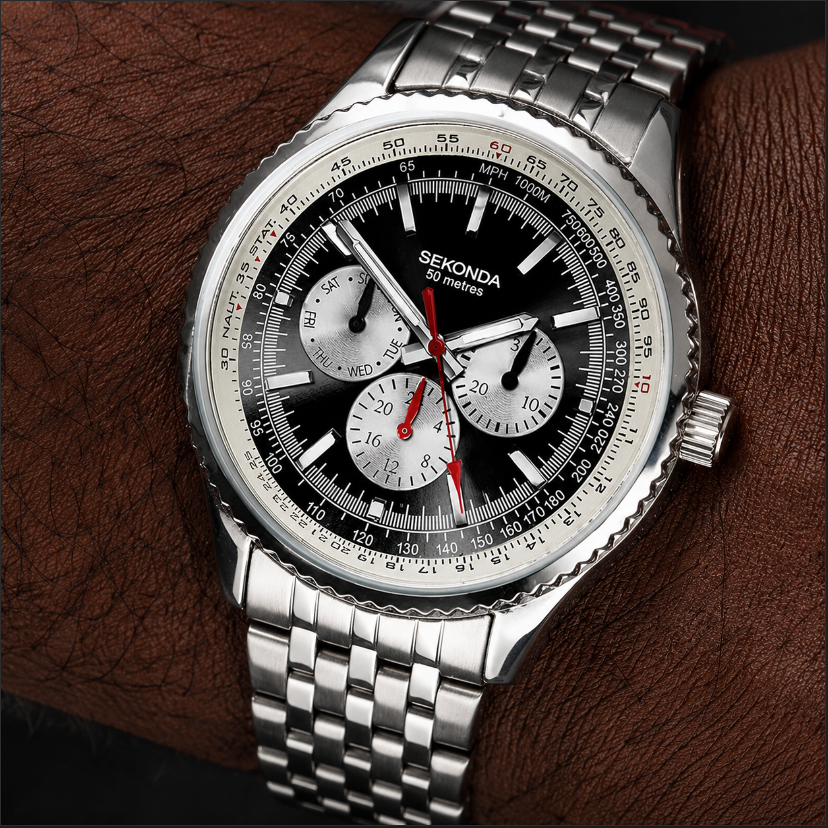 Sekonda Maverick Men's Watch – Black Dial & Stainless Steel Bracelet