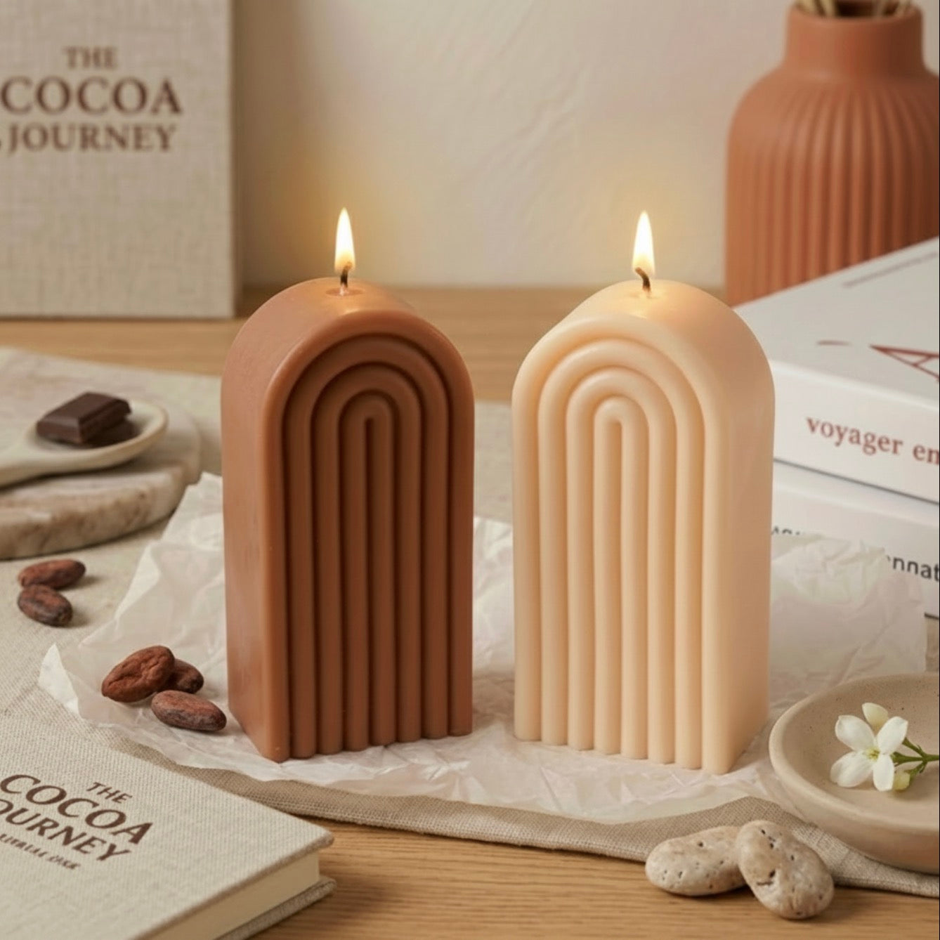 Purpink Arch Candle 250G – Cream & Chocolate Silicone Candle