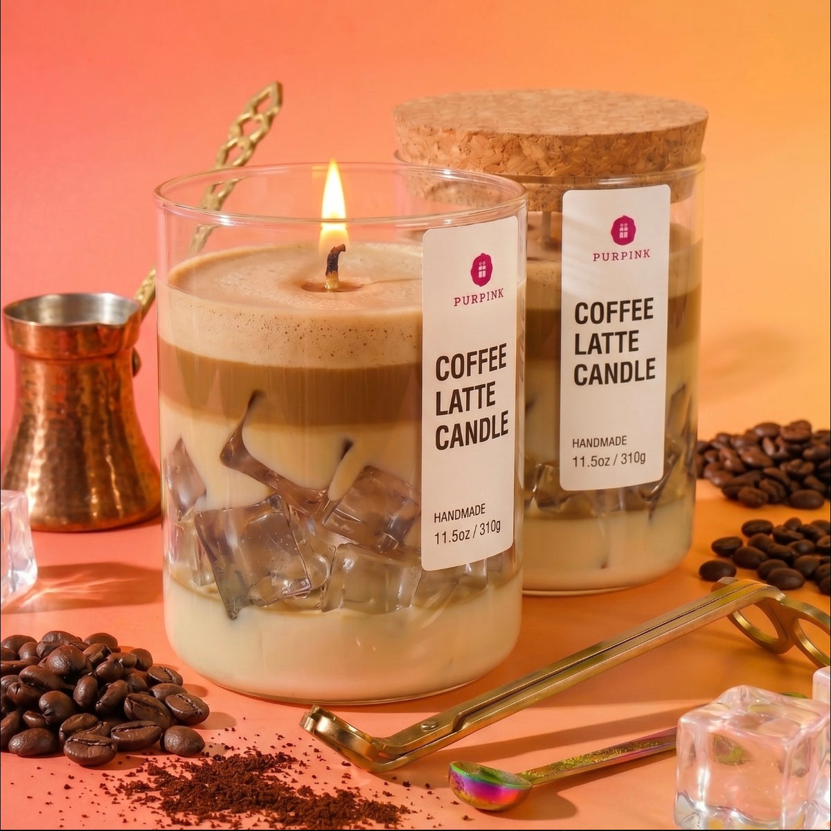 Purpink Coffee Mug Scented Soy Wax Candle – 310g Luxury Candle Jar