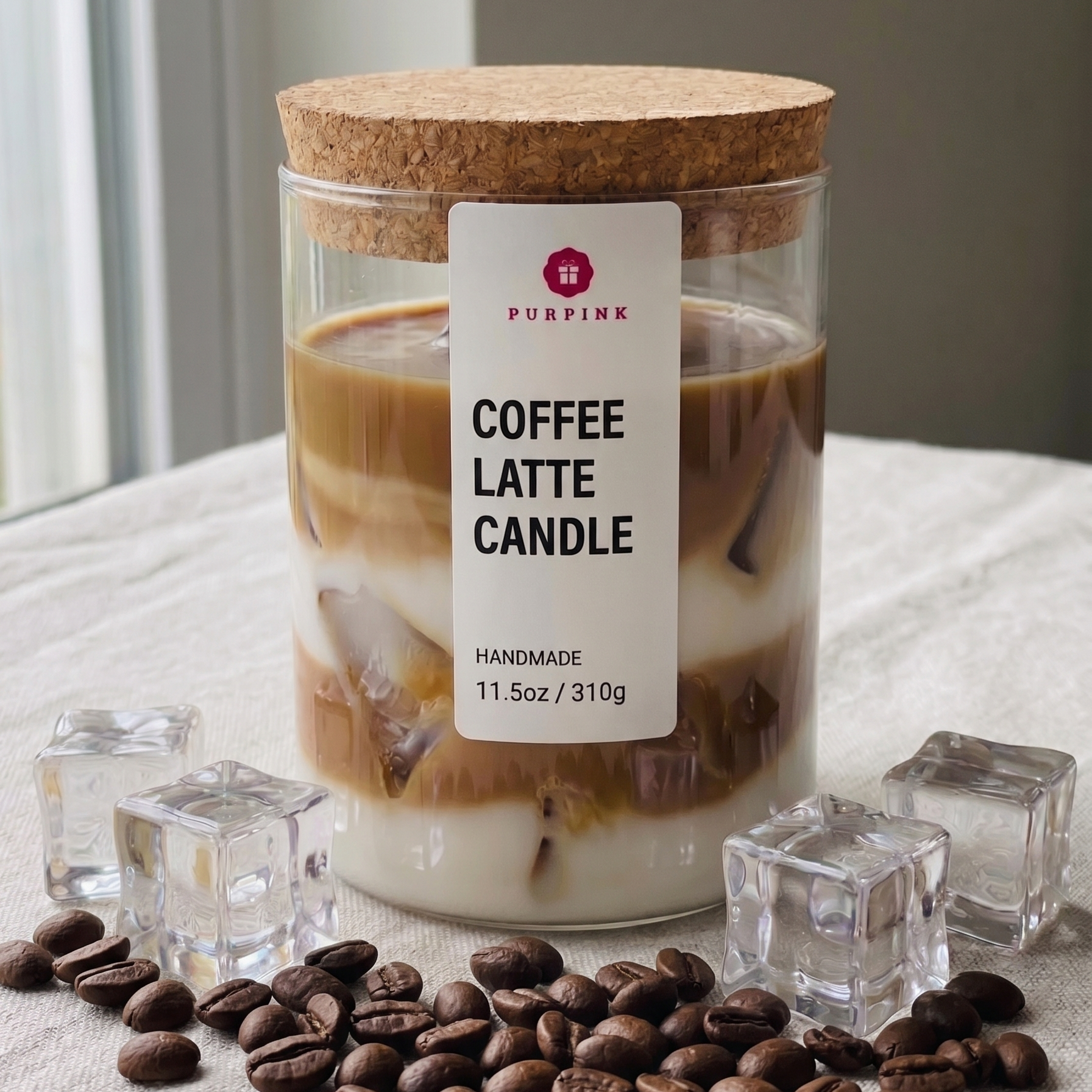 Purpink Coffee Mug Scented Soy Wax Candle – 310g Luxury Candle Jar