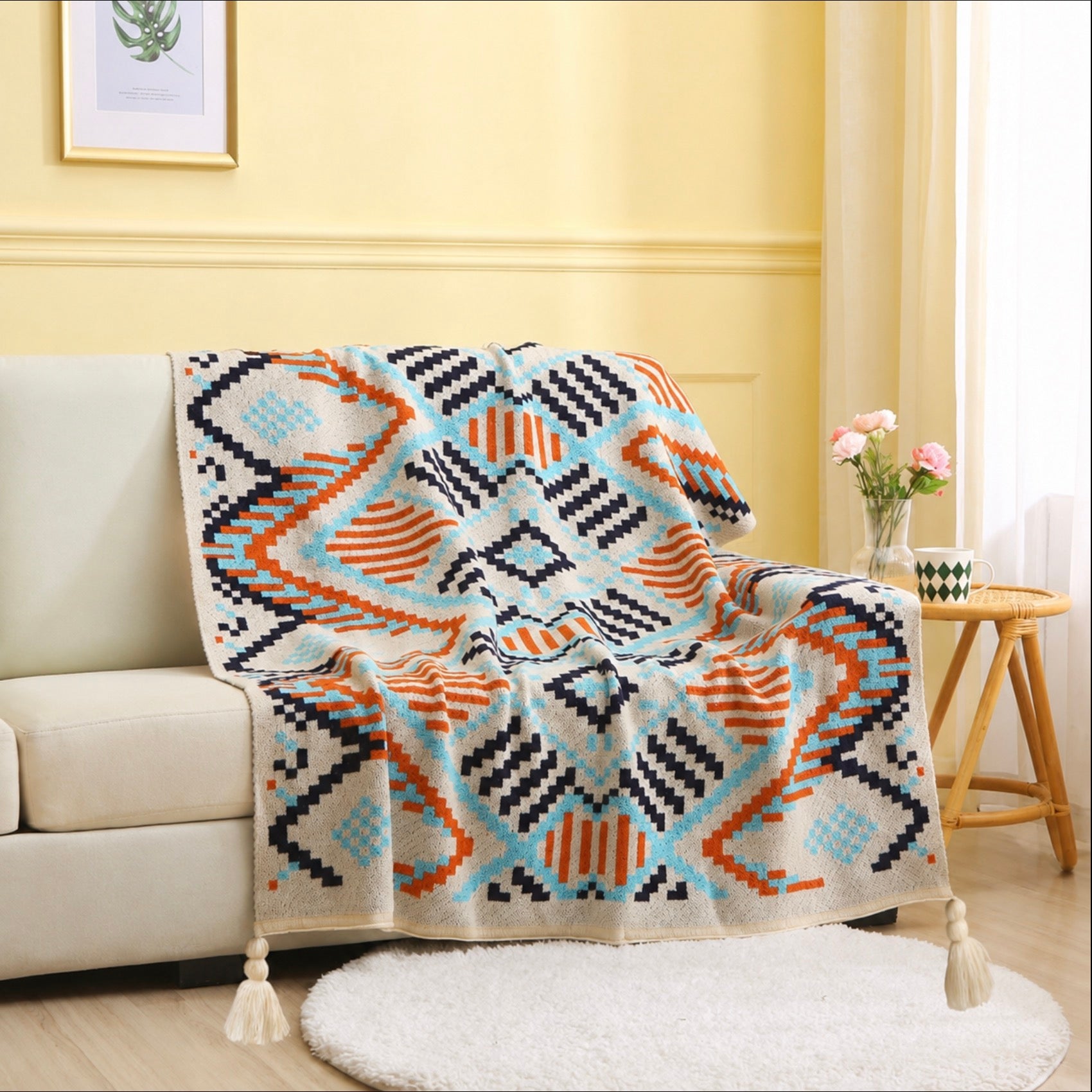 Lightweight acrylic throw blanket for sofa