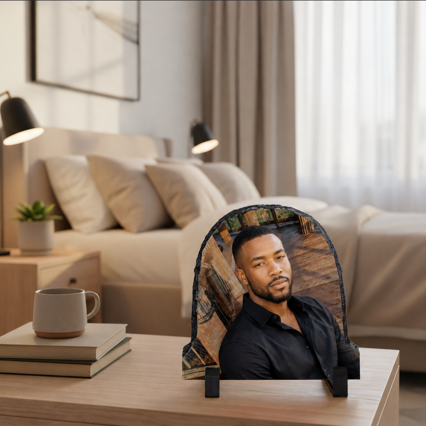 Personalised Photo Slate Rock Frame