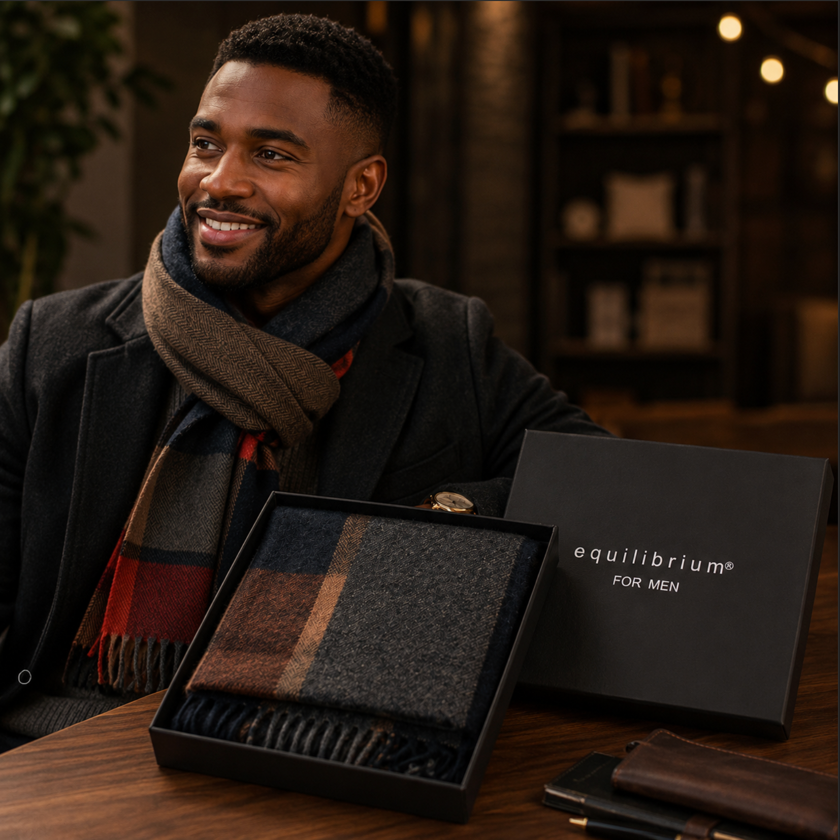 EQ For Men Colour Blocks Fringed Scarf – Contemporary Men’s Winter Scarf