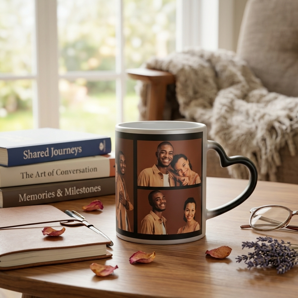 Personalised Romance with Couple Photo – 11 oz Heart Starry Magic Mug