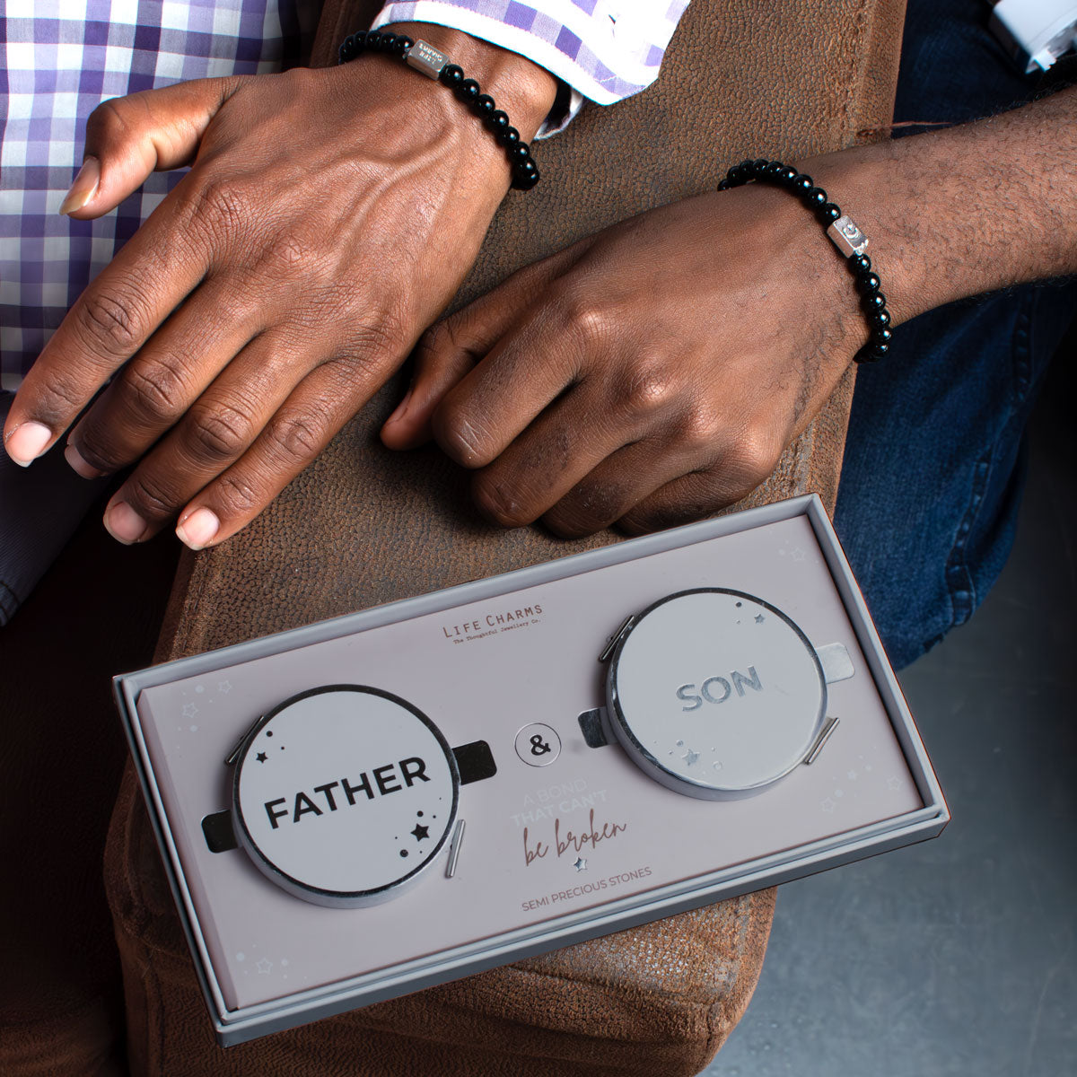 Father & Son Semi-Precious Stones Bracelet Set
