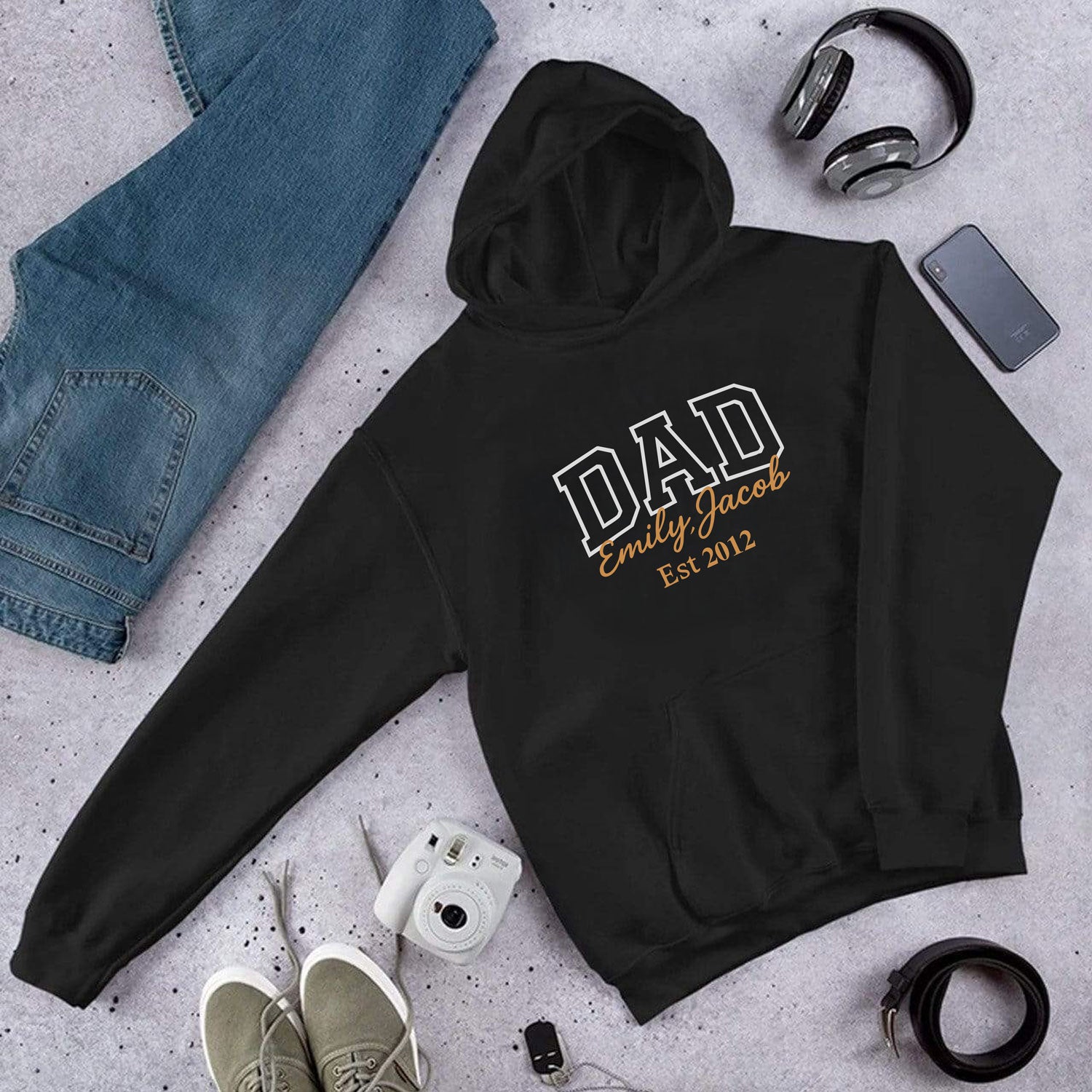 Personalised Black Hoodie - Dad