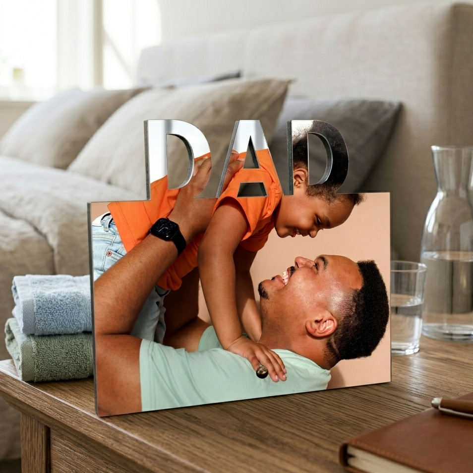 Personalised DAD Photo Frame – 20 × 20 cm Custom Decorative Frame for Dad