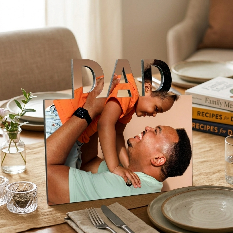 Personalised DAD Photo Frame – 20 × 20 cm Custom Decorative Frame for Dad