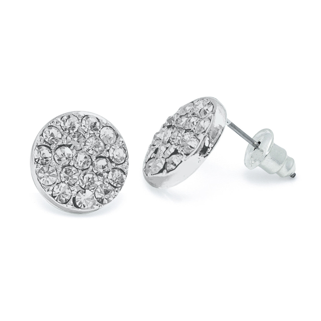 Round Crystal Silver Studs