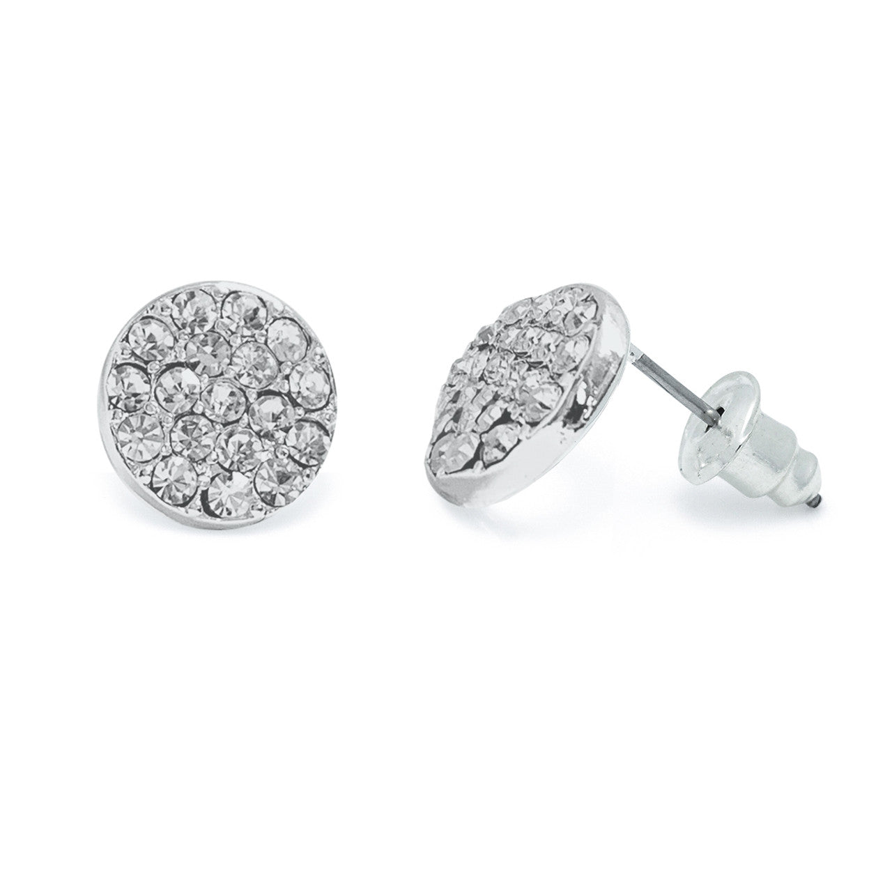 Crystal Disc Silver Studs