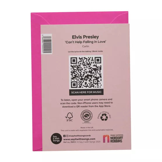 Say It With Songs Greeting Card - Can't Help Falling In Love - Elvis Presley