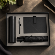 Personalised Notebook Gift Set – A5 Notebook, 500ml Bottle, Umbrella & Accessories Set