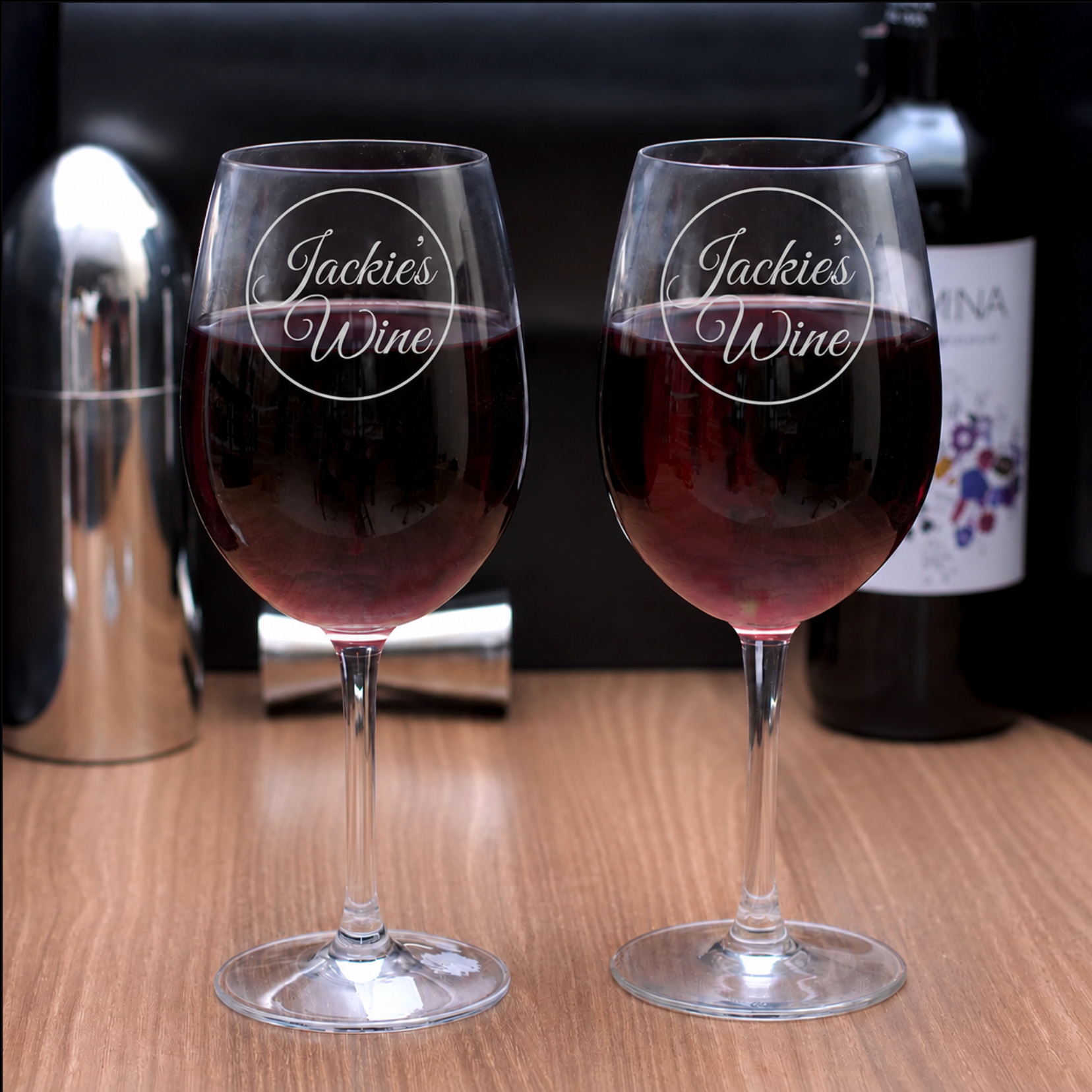 Personalised Set of 2 Giant Wine Glasses - Jackie's Wine