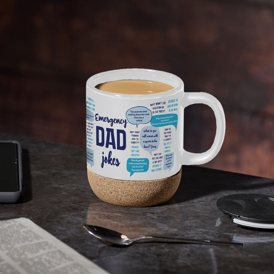 Emergency Dad Jokes Cork Mug 340ml - Main Image