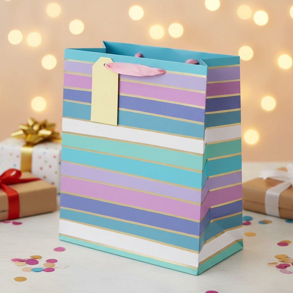 Female Stripes Gift Bag –  with Pink Handles