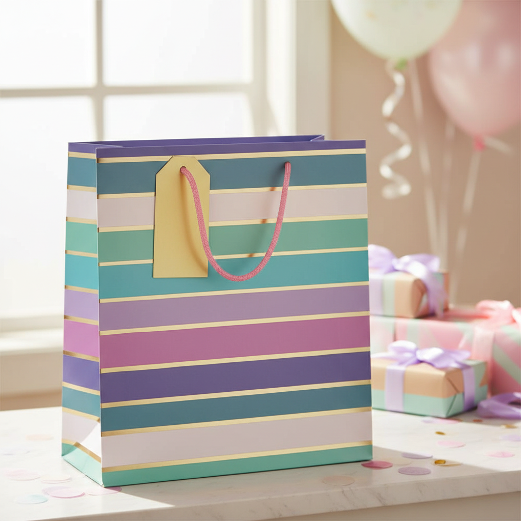 Female Stripes Gift Bag –  with Pink Handles