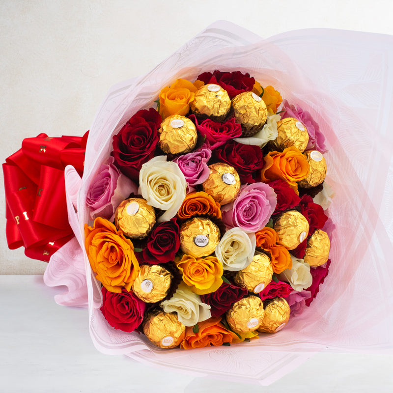 Finesse Roses and Ferrero Chocolates Bouquet