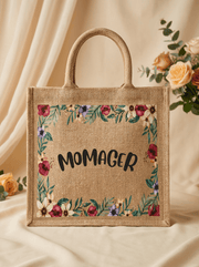 Floral Jute Tote Bag