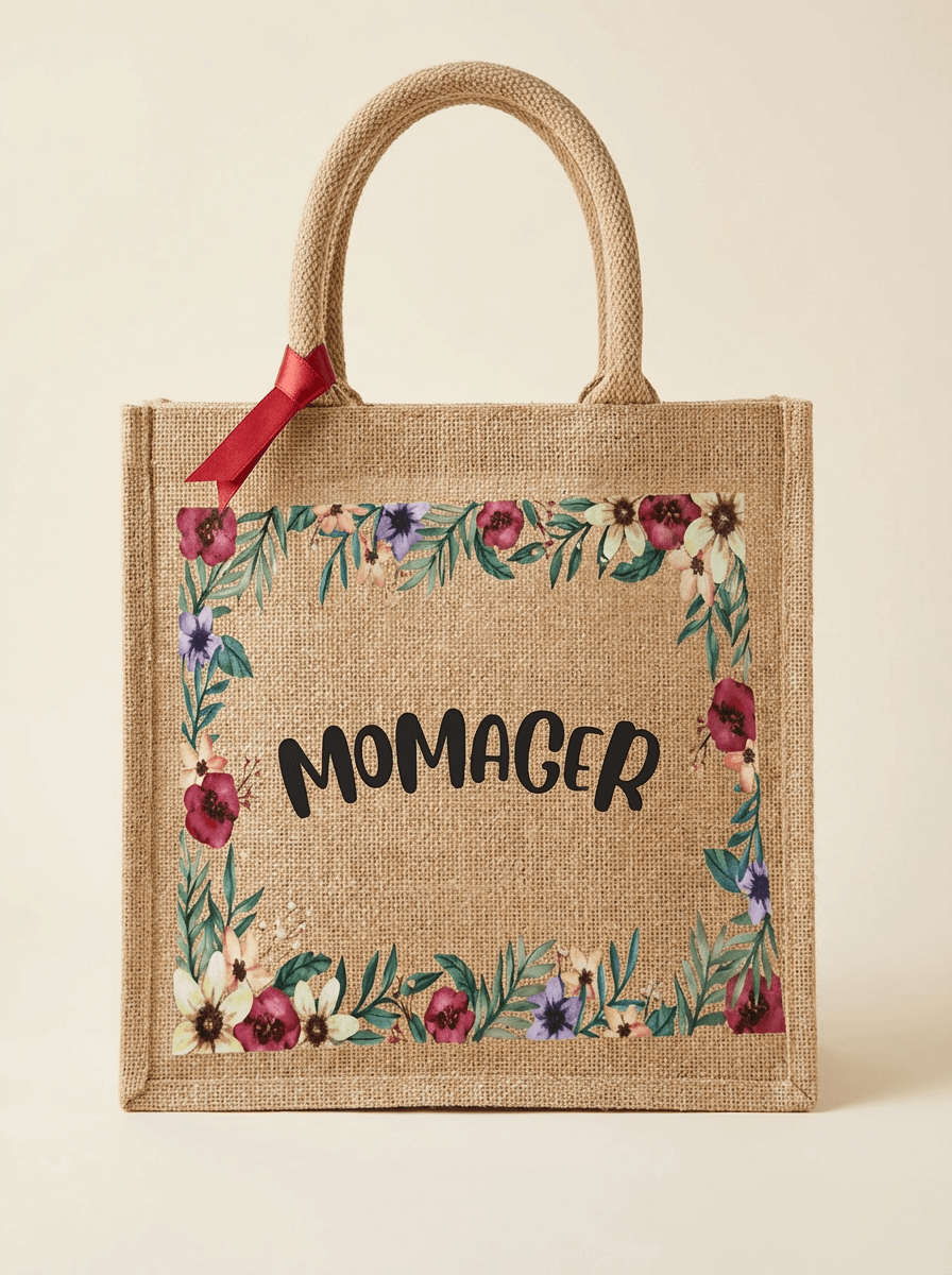 Floral Jute Tote Bag