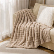 Ivory Cloud Textured Sherpa Throw Blanket