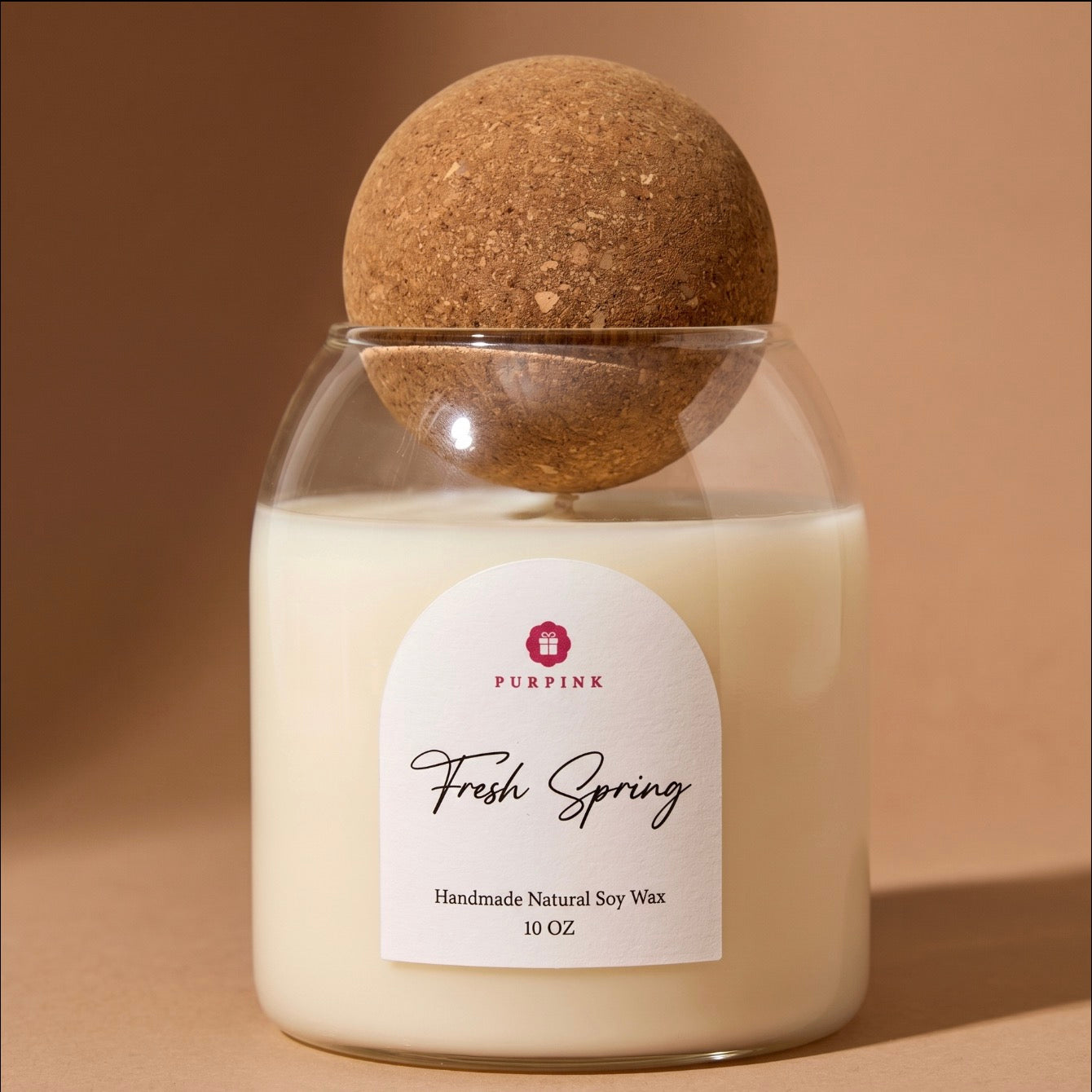 Purpink Fresh Spring Natural Soy Wax Candle Jar – 10oz with Cork Topper