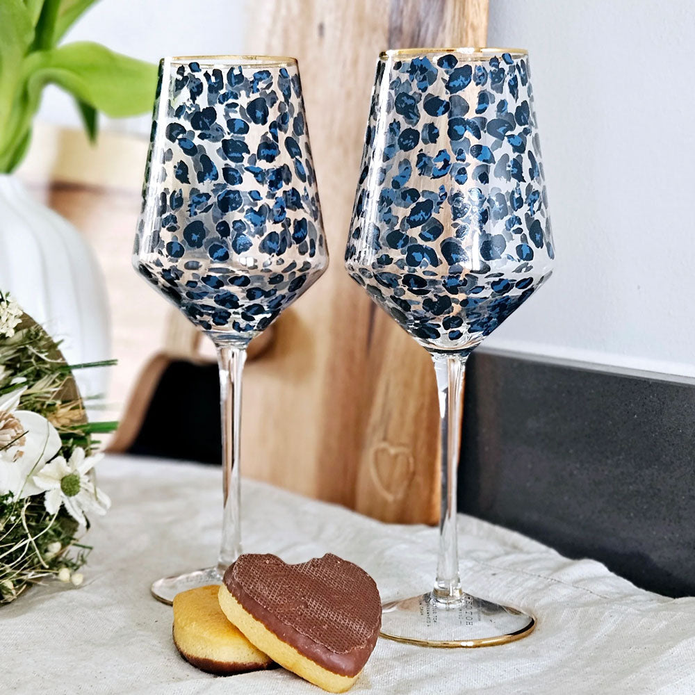Frida Set of 2 Leopard Print Wine Glass