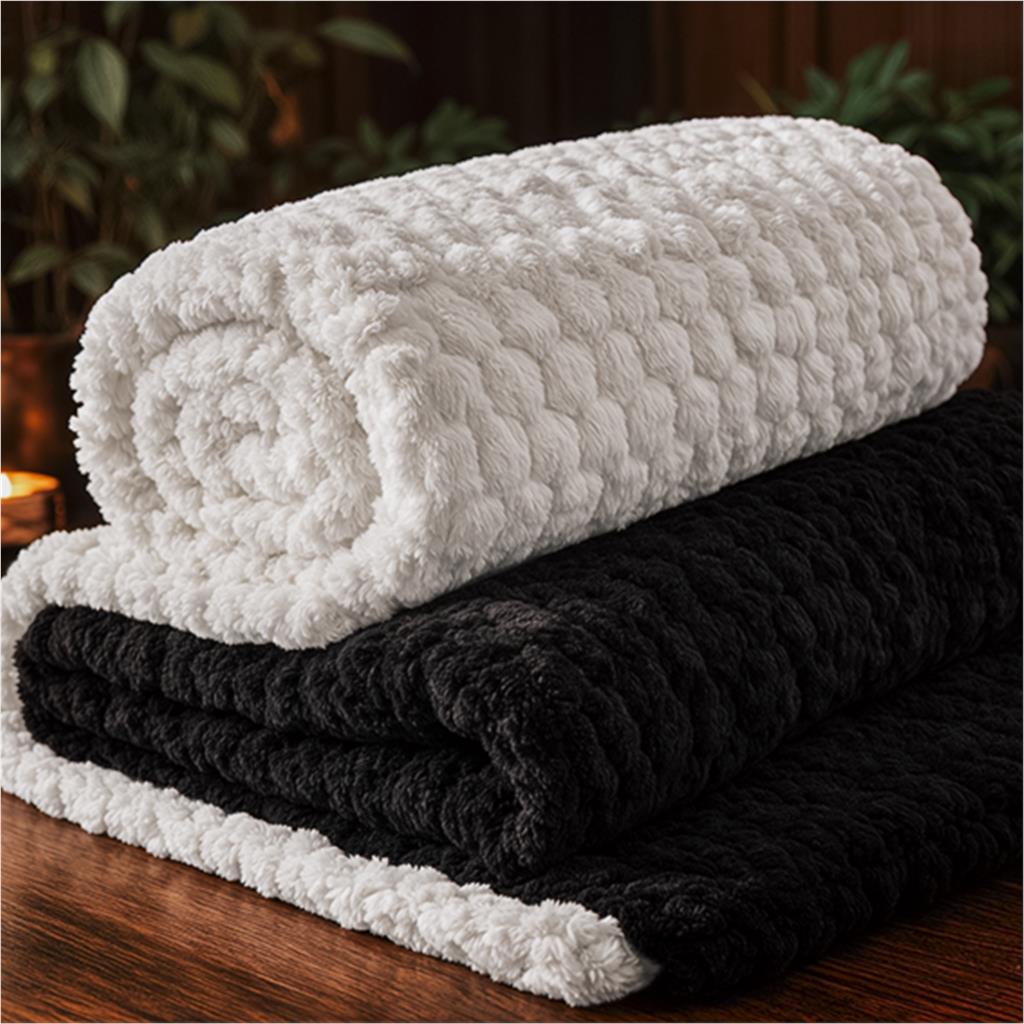 Serendipio Cozy Cloud Fleece Blanket – Ultra-Soft 3D Jacquard Throw 160×150cm