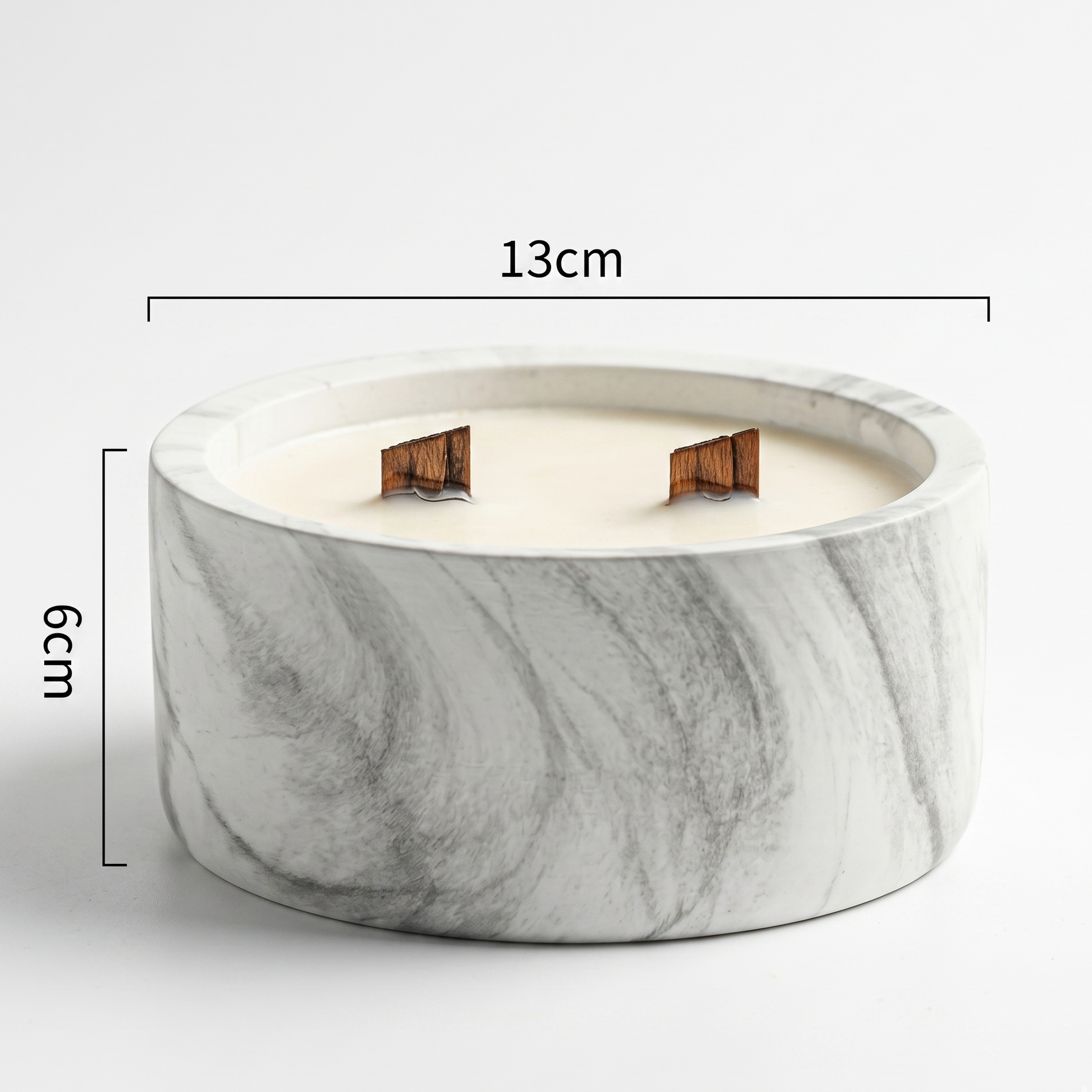 Gardenia Two Wick Marble Scented Candle – 300g Luxury Candle Jar