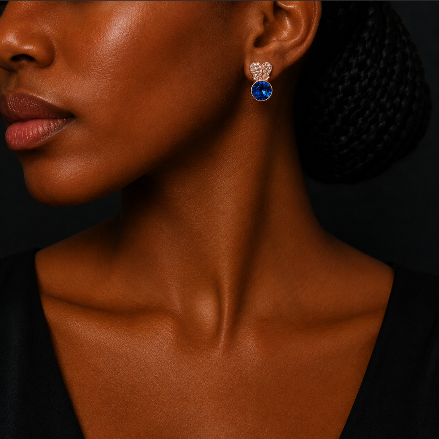 Gold Heart Crystal Earrings – 18k Gold Plated