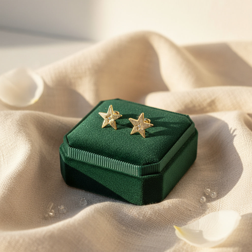 Gold Heart Stud Earrings